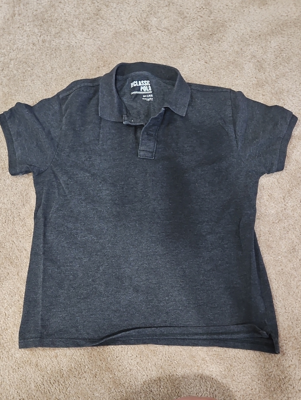 Old Navy Dark Charcoal Heather Polo - Boys